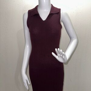 Sleeveless Burgundy Knit Dress